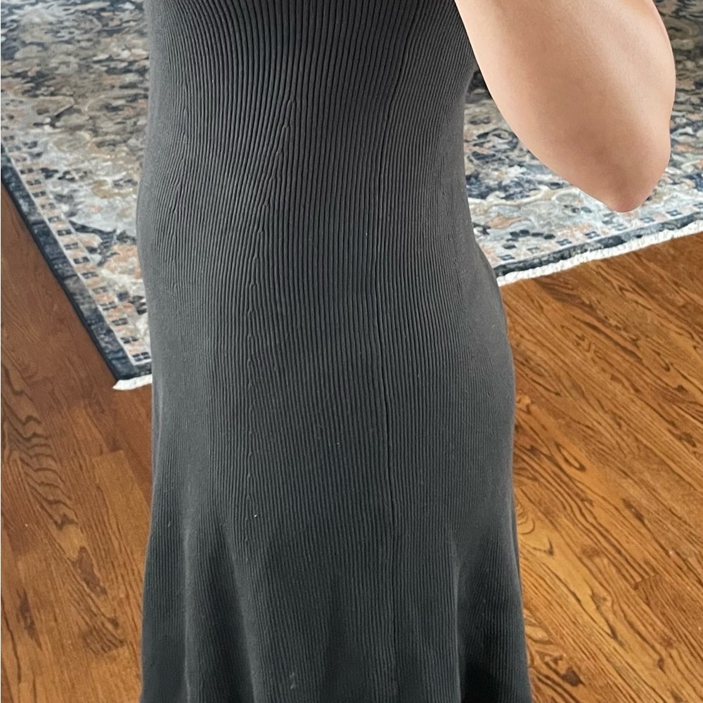 Elie Tahari Deep Green Ribbed Midi Dress